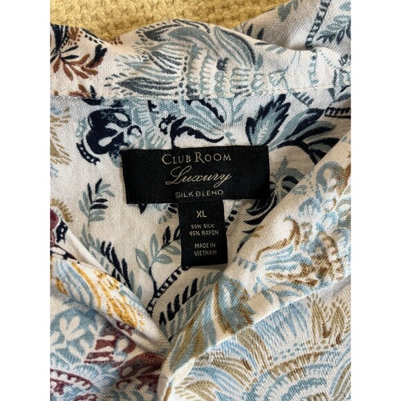 Club Room Luxury  Short Sleeve Button Front Palm Print Silk Blend Shirt Men's XL - Picture 6 of 6